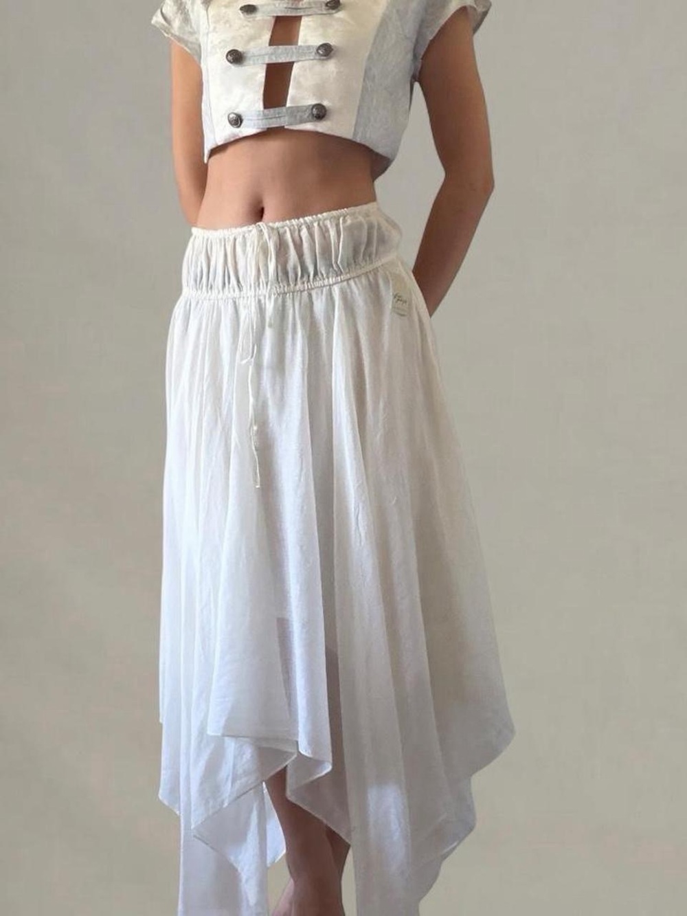 Free People Ivory Asymmetrical  MIDI Skirt - Picture 4 of 5